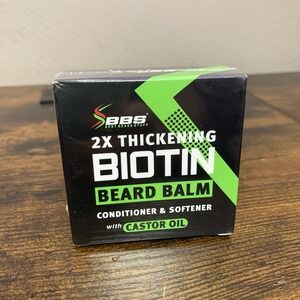 BBS 2x Thickening Biotin Beard Balm Conditioner Softener Castor Oil 2oz